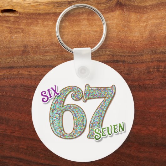 Six Seven Confetti Brain Rot Sleutelhanger (Voorkant)