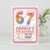 Six Seven Fluffy Fur Birthday Invitation (Debout devant)