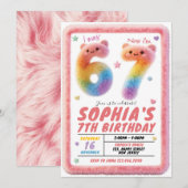 Six Seven Fluffy Fur Birthday Invitation (Devant / Derrière)