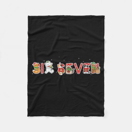 Six Seven Funny Christmas Cats Ugly Sweater 67 Mem Fleece Deken (Voorkant)