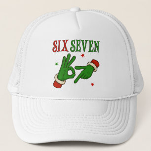 Six Seven Grinch Hand OK Teken Trendy Kerstmis Trucker Pet