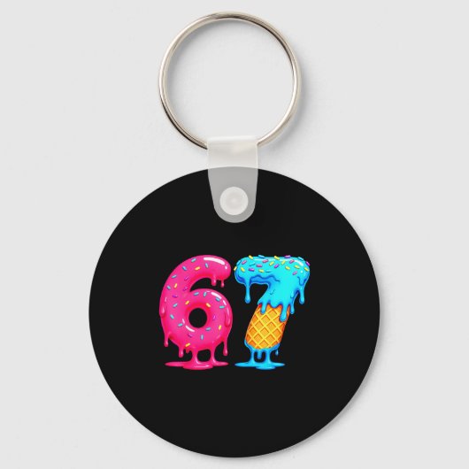 Six Seven Ice Cream Drip Cool Meme 67 Funny Number Sleutelhanger (Voorkant)