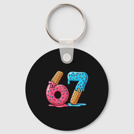Six Seven Ice Cream Drip Cool Meme 67 Funny Number Sleutelhanger (Voorkant)