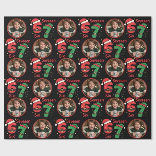 “Six Seven” Kids Birthday Wrapping Paper Cadeaupapier (Vlak)