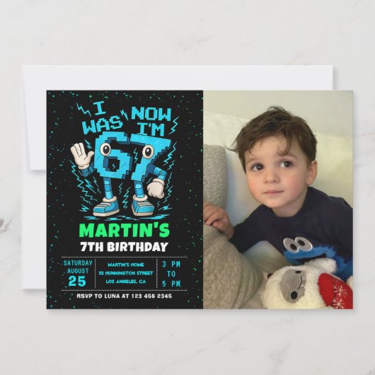 Six Seven Meme 6 7 Birthday Photo Invitation Kaart (Voorkant)