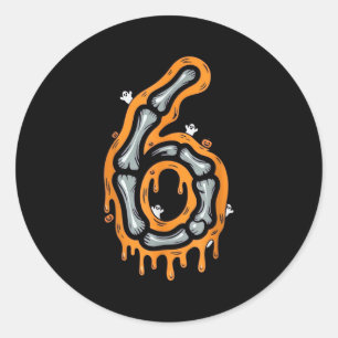 Six Seven Meme 6 7 Skelet Halloween Kostuum Koppel Ronde Sticker