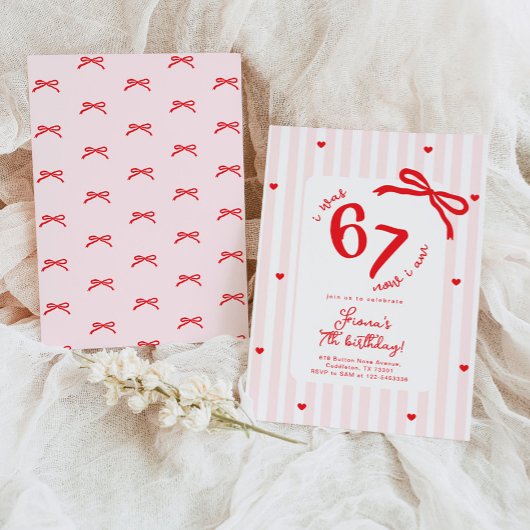 Six Seven Meme 7th Kids Birthday Handdrawn bow Kaart