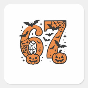 Six Seven Meme Halloween 67 Mason Spooky Vierkante Sticker