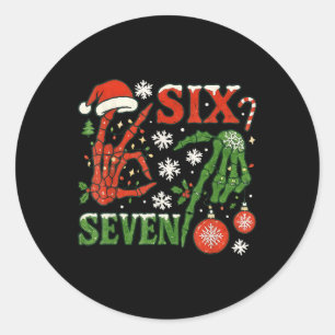 Six Seven Meme Kerstmis 6-7 Kerstmis Skelet Ha Ronde Sticker