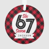Six Seven Meme Red and Black Plaid Christmas Ornament (achterkant)