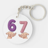 Six Seven Pink Purple Brain Rot Sleutelhanger (Achterkant)