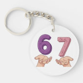 Six Seven Pink Purple Brain Rot Sleutelhanger (Voorkant)