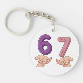 Six Seven Pink Purple Brain Rot Sleutelhanger