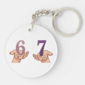 Six Seven Pink Purple Glitter Brain Rot Sleutelhanger (Achterkant)