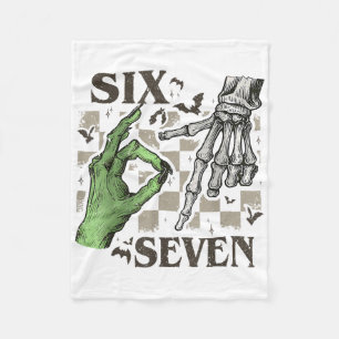 Six Seven Skelet Hand Teken Meme Halloween Vrouwen Fleece Deken