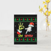 Six Seven Skeleton Meme Christmas Ugly Sweater 67 Kaart (Gele Bloem)