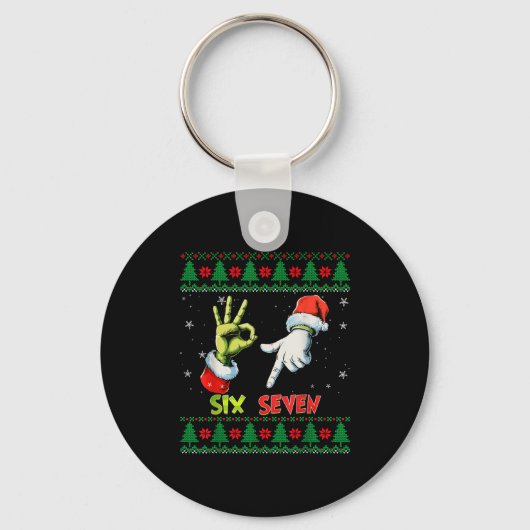 Six Seven Skeleton Meme Christmas Ugly Sweater 67  Sleutelhanger (Voorkant)