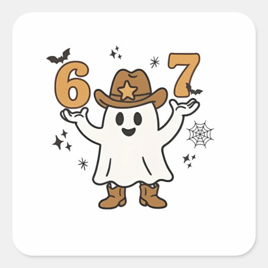 Six Seven Spooky Halloween Sport 67 Mason Meme Vierkante Sticker (Voorkant)