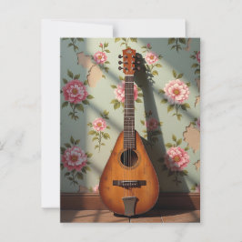 Six-Stringed Dulcimer Vintage Floral Briefkaart