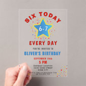 Six Today 6 7 Every Day Meme Star 6th Birthday Acryl Uitnodigingen (Insitu (Draagbaar))