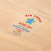 Six Today 6 7 Every Day Meme Star 6th Birthday Acryl Uitnodigingen (Laagn)