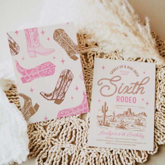 Sixième Rodéo Invitation Anniversaire de la fille