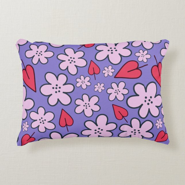 Sixties Flower Doodle Accent Kussen (Voorkant)