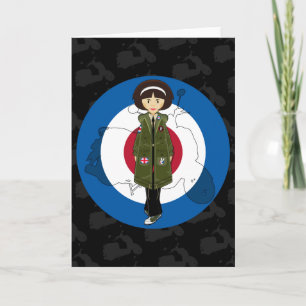 Sixties Mod Girl in Parka met Scooter Kaart