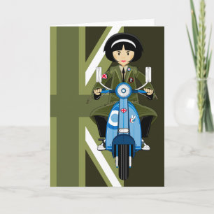 Sixties Mod Girl in Parka met Scooter Kaart
