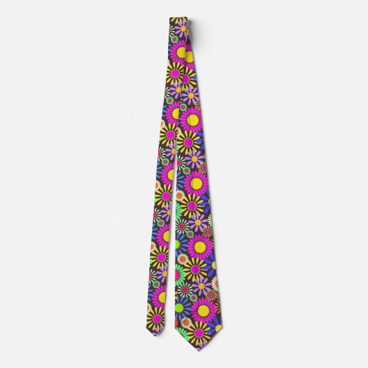Sixties Retro Daisy Flower Garden Pattern Stropdas (Achterkant)