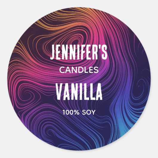 Sixties Vibe Circles & Swirls Cool Candle Business Ronde Sticker (Voorkant)