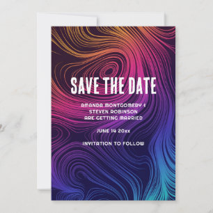 Sixties Vibe Circles & Swirls Cool Wedding Save The Date