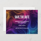 Sixties Vibe Circles & Swirls Koel Bewaar de datum Uitnodiging Briefkaart (Voorkant / Achterkant)