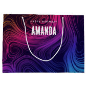 Sixties Vibe Circles & Swirls Koele Verjaardag Groot Cadeauzakje (Achterkant)