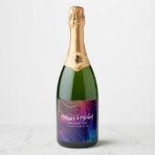 Sixties Vibe Cirkels & Swirls Koel Patroon Bruilof Sparkling Wijnetiket (Voorkant)