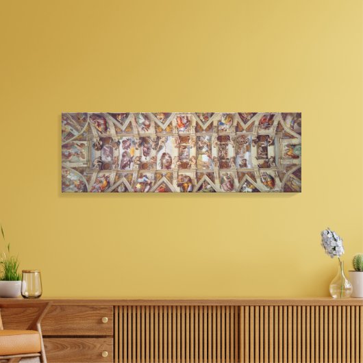 Sixtijnse Kapel, het laatste oordeel, Michelangelo Canvas Afdruk (Insitu (Woonkamer))