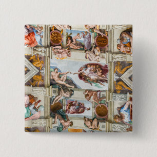 Sixtijnse Kapel Michelangelo - Vaticaan, Rome, Ita Vierkante Button 5,1 Cm