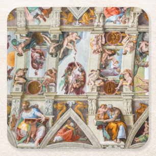 Sixtijnse Kapel Michelangelo - Vaticaan, Rome, Ita Vierkante Kartonnen Onderzetter