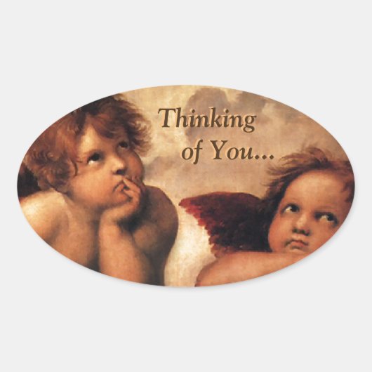 Sixtijnse Madonna denkt aan jou... Ovale Sticker (Voorkant)