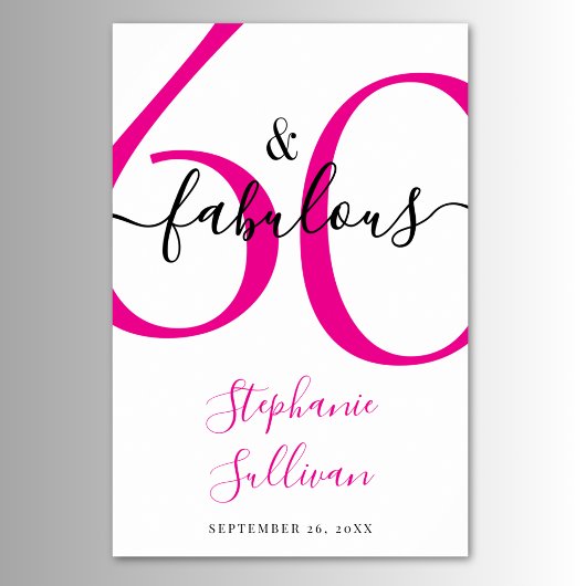 Sixty and Fabulous Pink 60th Birthday Party  Poster