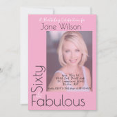 Sixty & Fabulous Invitation Pink Photo (Devant)