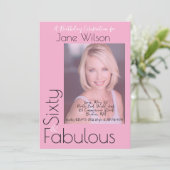 Sixty & Fabulous Invitation Pink Photo (Debout devant)