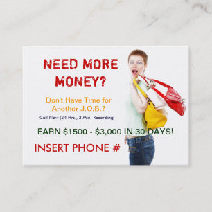 Sizzle Card - Meer geld nodig? Visitekaartje