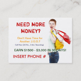 Sizzle Card - Meer geld nodig? Visitekaartje