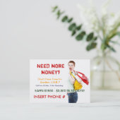 Sizzle Card - Meer geld nodig? Visitekaartje (Staand voorkant)