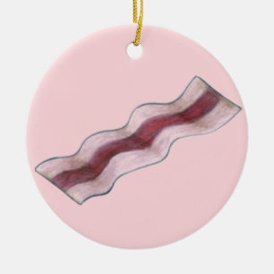 Sizzling Pink Bacon Strip Breakfast Food Keramisch Ornament