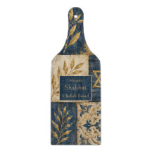 Sjabbats Challah bord, Blauwe Goud, Rustieke Boerd