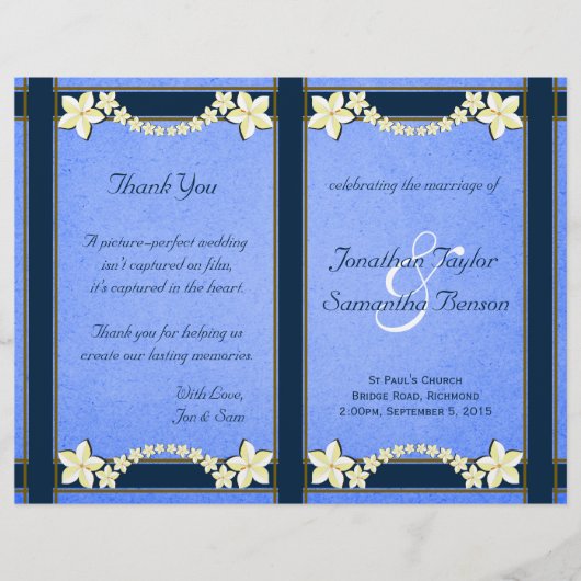 Sjablonen van het Rustic Blue Floral Wedding Progr (Voorkant)