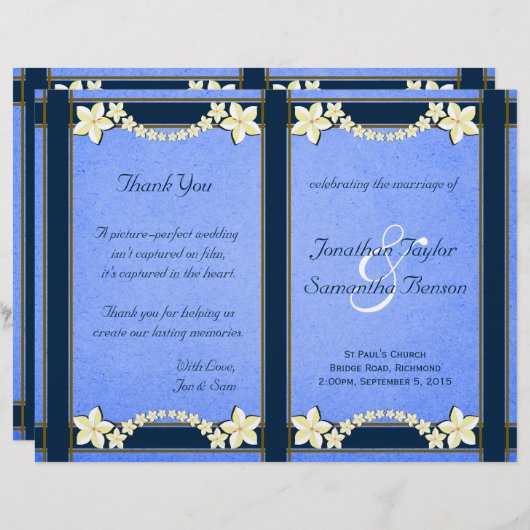 Sjablonen van het Rustic Blue Floral Wedding Progr (Voorkant / Achterkant)