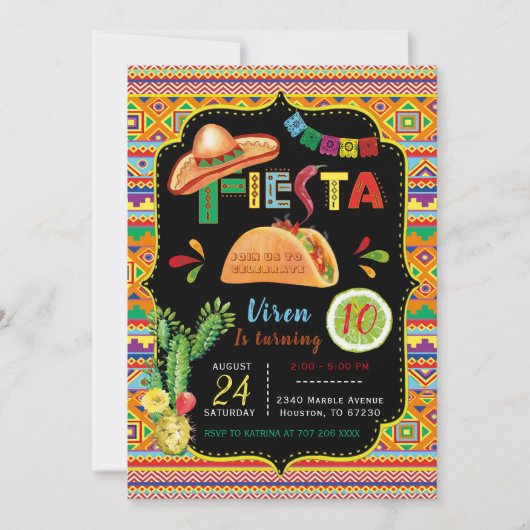 Sjablonen voor uitnodiging van Mexicaanse Fiesta-p (Voorkant)